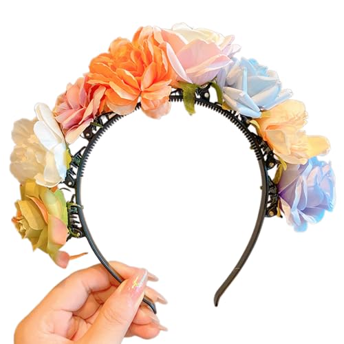 FUKAJOMFEN Ghirlande da sposa con fiori, cerchietto per capelli da sposa, corona da spiaggia, accessorio per capelli da donna, regalo per bambini