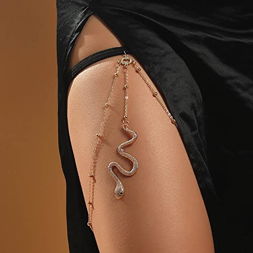 TseenYi Boho Catena Gamba Serpente Ciondolo in Oro Serpente Catena Coscia Catena a Coscia Forma di Serpente Strati Catena Coscia Nappe Serpente Catena Gambe Spiaggia Estiva Gioielli Donne e Ragazze