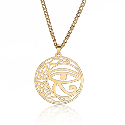 VASSAGO Occhio di Horus Collana Occhio di Ra Simbolo di Horus Acciaio inossidabile Ankh Occhio di Horus Ciondolo Collane Gioielli egiziani Regalo per gli uomini Donne (Oro)