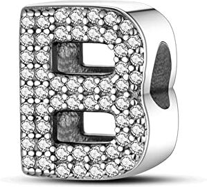 Pandach Ciondolo in Argento Sterling 925 lettere dalla A alla Z Charm Bead Compatibile con Bracciale e Collane Europei da Donna, gioielli da donna opzioni regalo