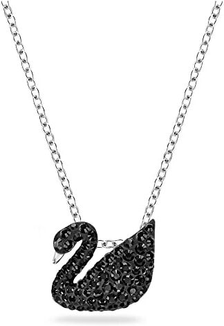 Swarovski Pendente  Iconic Swan, Cigno, Piccolo, Nero, Placcato rodio