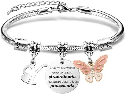 SAMORION A Volte Dimenticati quanto tu sia straordinaria pertanto questo è un promemoria-Moda Rosa Farfalla Ciondolo Lettere Iniziali Braccialetti Regalo Ispiratore Per le Donne Ragazze Nipote (Y)