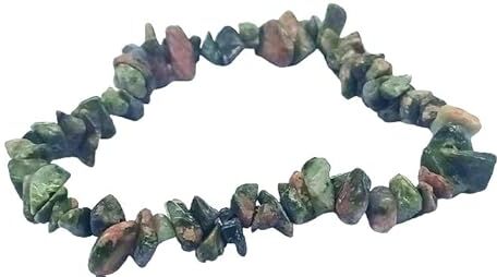 Generico CRIGEMA Bracciale chips braccialetto pietra vera naturale (UNAKITE)