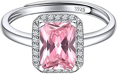 ChicSilver Anello Donna Pietra Rosa Anello Donna Rosa Argento 925, Regolabile Anello Quarzo Rosa Pietra Ottobre Confezione Regalo