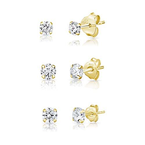 DTPsilver Set Orecchini Donna Argento 925 Placcati Oro Orecchino Uomo Diamante Orecchini Diamante Uomo Donna Orecchini Zirconi Orecchini Uomo Argento 925 Oro Giallo