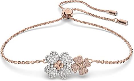 Swarovski Latisha Bracciale a Catena Morbida, Placcato in Tonalità Oro Rosa, con Cristalli  su Motivi Floreali, Taglia M, Multicolore