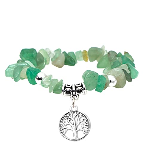 MILAKOO Gemme Bracciale Signore Albero Della Vita Bracciale Signore 7 Chakra Bracciale Pietre di Guarigione (Avventurina verde)