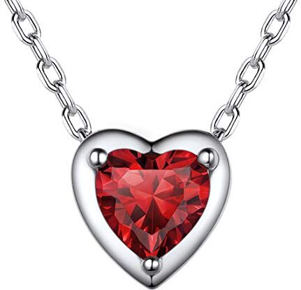 ChicSilver Collana Pendente Donna Cuore Piccolo in Argento Sterling 925 con Zirconi Brillanti Pietra Nascita 12 Mese Mesi Catenina Catena Regolabile Gioiello alla moda Gennaio