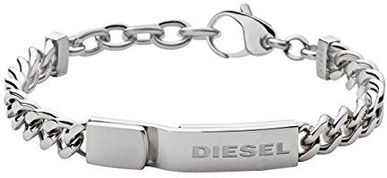 Diesel Bracciale Da Uomo, 18 Cm 19,5 Cm Bracciale In Acciaio Inossidabile Argentato,