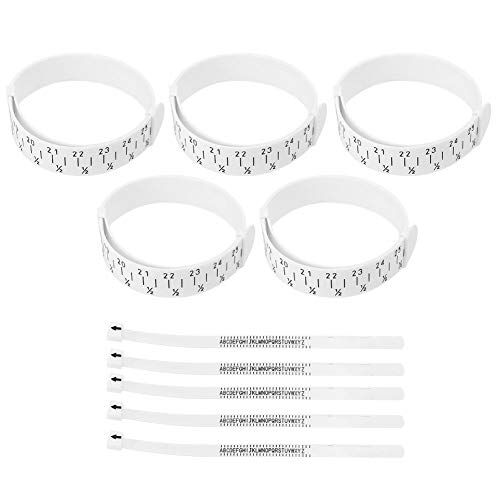 Exblue Ring Sizer, dispositivo di misurazione del braccialetto da 5 pezzi, misuratore da dito in plastica per anelli da uomo e da donna standard personalizzato, accessori di misurazione dei gioielli, strumen