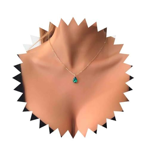 Inilbran Boho Smeraldo Cristallo Collana Girocollo Smeraldo Goccia Collana Choker Verde Goccia Cristallo Collana Vintage Smeraldo Collana Catena Gioielli Per Le Donne E Le Ragazze