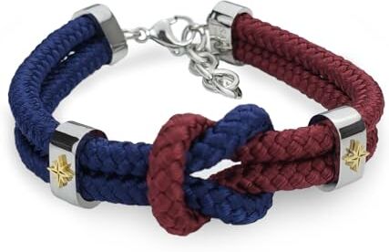 SAGA GIOIELLI ® Bracciale Uomo Nodo Nautico Infinito Rosa Dei Venti Acciaio (BLU-BORDEAUX)