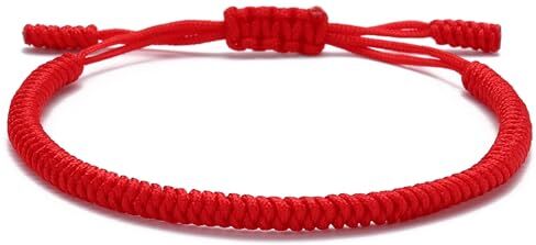 LUCKY BUDDHIST – Portafortuna Braccialetto + Regalo Buddista! Tibetano Amicizia Color Corda Bracciale. per Uomo Donna Adolescenti. Dimensione Regolabile, Fatto a Mano (Rossa)