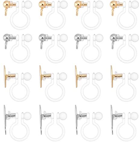 UNICRAFTALE 32Pcs 4 Dimensioniare orecchino a Clip in plastica Inox orecchino convertitore Fai da Te Orecchini componenti con Loop per Orecchie Non forate Orecchini Fai da Te Fare