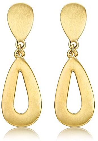 ADRAMATA Orecchini a Clip per Donna Orecchini Pendenti a Clip in Oro Grande Orecchini Pendenti con Goccia d'Acqua Rotondi Orecchini Geometrici Martellati Opachi Oro Orecchini Pendenti Non Piercing