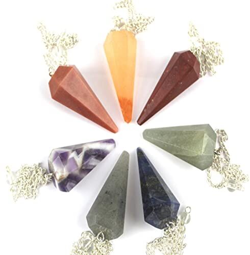 Jet International Internazionale jet donna gemma 7 chakra pendolo set Genuine guarigione Reiki chakra bilanciamento Good Luck meditazione