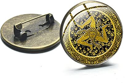 YBRAG Trinacria Sicilia Badge Vetro Cabochon Sicilia Spille su Vestiti Caratteristica Segno Souvenir Italia Famosa Isola Turismo Regalo