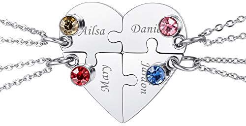 MeMeDIY Collana con Ciondolo A Forma Di Puzzle Personalizzato con Nome per Coppie Uomo Donna Incisione per Fidanzato Fidanzata Amanti In Set Di Gioielli per La Famiglia Amore Amicizia (4 Pezzi)