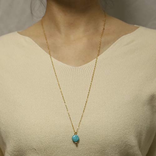 TseenYi Collana con ciondolo a forma di clavicola, stile bohémien, con turchese e ciondolo a forma di goccia, per donne e ragazze (oro)