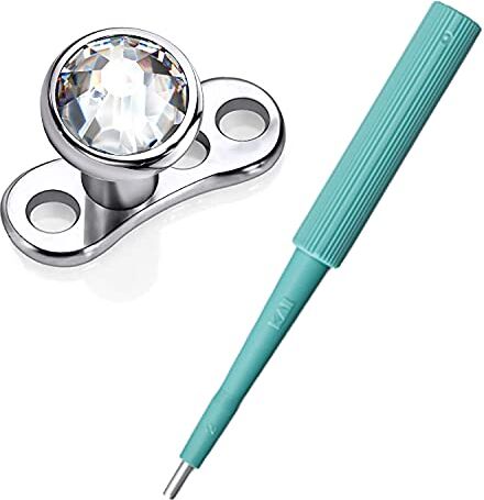 WARRIOR Dermal Anchor con Cristallo Titanio STERILE Kai Medical Biopsy  Dermal Piercing Kit di strumenti cutaneo (1pz  da Ø 1.5mm+1pz Dermal Anchor)