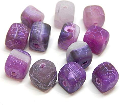 Perlin Pietra di agata opaca, perle preziose, 8 mm, 12 pezzi, cubo, pietra naturale di agata satinata, pietre semipreziose, e di gioiello, pietra preziosa, colore a scelta, pietra, viola