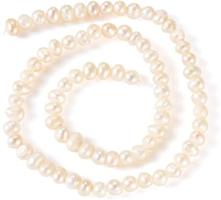 BB Beadthoven Beadthoven 1 filo di perle d'acqua dolce coltivate in modo naturale, color conchiglia, a forma di patata, perle d'acqua dolce per la realizzazione di collane, bracciali e gioielli, foro: 0,7 mm