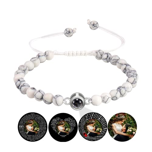 Certykllp Bracciali con proiezione di foto personalizzate con immagine all'interno Bracciale con immagine regolabile I Love You personalizzato per uomini donne anniversario Natale Memorial Gift