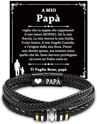 CheersLife Regalo Festa Del Papà Regalo Per Papà Bracciale Papà Compleanno Idee Regalo Uomo Bracciale Uomo Personalizzato Festa Del Papa Idee Regalo Bracciale Uomo Cuoio Nodo Infinito 3 Strati