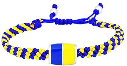 Italyanissimo Bracciale per tifosi in macramè e Argento 925 rodiato oro bianco con smalti. Giallo blu stile verona. (Taglia L) 22-23 24 cm