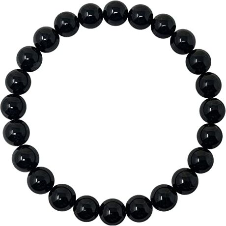 cotigo Bracciale in pietra naturale – Bracciale in filo elastico con perle di pietra naturale – varie pietre semi-preziose per donna, uomo yoga regalo (Agata nera 8 mm)