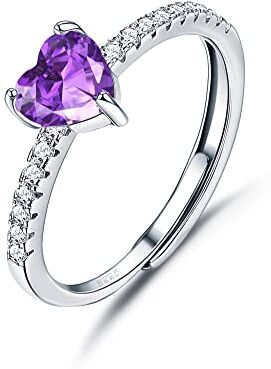 JeweBella Anello Cuore Argento 925 Donna Elegante Anello Cuore Regolabile Zirconia Cubica Amicizia Fidanzamento Matrimonio Anniversario Promessa Fedine