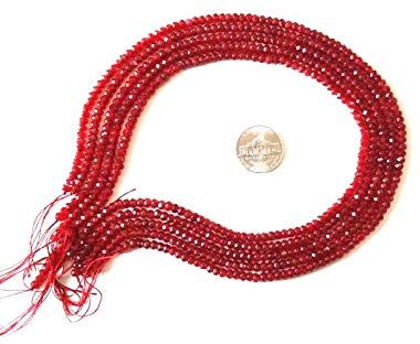 Generic Zoya Gems & Jewellery, filo di perle di quarzo rosso rubino naturale di qualità AAA, 4 mm, perline sfaccettate da 35,6 cm, perline di pietre semipreziose per la creazione di gioielli, forniture