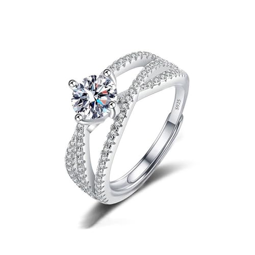 TOEECY Anelli Donna 925 Argento Zirconia Cubica Moissanite Regolabile Anello Anniversario Matrimonio Gioielli Promessa Fidanzamento Nuziali Sposa Ragazza Madre Moglie (#1)