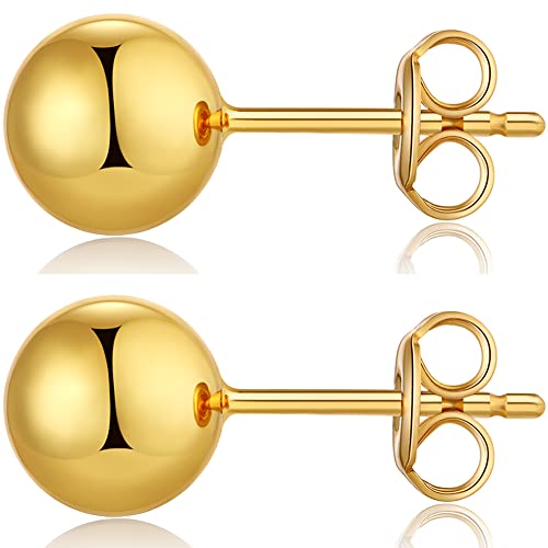 Miaofu Orecchini a Sfera,Orecchini Sfera Oro,Orecchini Sfera Argento,Orecchini a Perno Donna Argento,Orecchini a Lobo Da Donna Con Sfera Argento,Orecchini Donna a Sfera Piccoli Stud Earrings,Ball Earrings