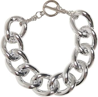 Urban Classics Bracciale unisex per uomini e donne Flashy Chain Bracelet, gioiello alla moda con maglie a maglia barbazzale, argento, taglie S/M e L/XL, L/XL, Metallo, Senza Gemme