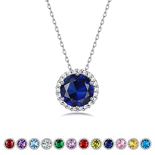 Bestyle Collana Donna Argento 925 Punto Luce Collanina Donna con Pietra Portafortuna Settembre Zaffiro, Collanina da Donna Confezione Regalo