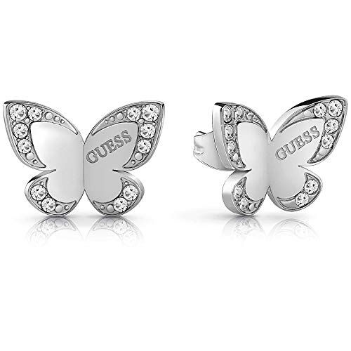 Guess Orecchini  Love Butterfly acciaio inossidabile chirurgico logo placcato rodio , Única, Metalli non preziosi, Nessuna pietra preziosa