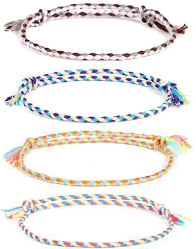 LIUJZZJ 4 Pezzi Braccialetto Surfer Colorante Tessuti Stoffe Colorat Cavigliera Uomo Bracciale Colore Tessuti Estiva Universale per Uomini e Donne Regolabile