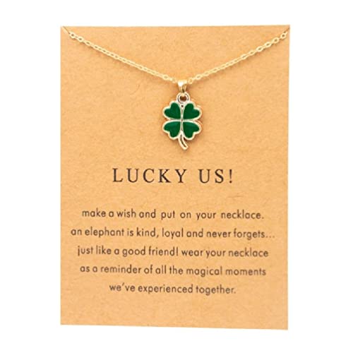 Generic Lucky Clover Collana Four Leaf Clover Ciondolo Clavicola Catena per Le Donne Ragazze Anniversario San Regalo collane Trifoglio per Le Donne