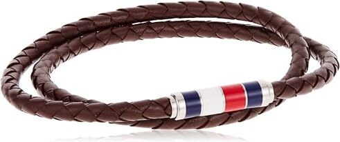 Tommy Hilfiger Casual Core - Bracciale da uomo in pelle e acciaio inox, 19 cm, Misura unica, Acciaio inossidabile, pelle