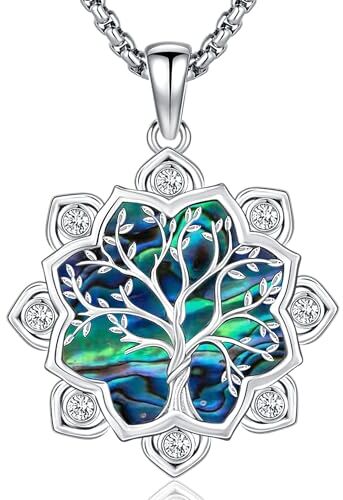 Aniu Collana Albero Della Vita Donna Ciondolo Albero Della Vita Argento 925 Collana Albero Della Vita Argento con Zircone, Gioiello Albero Della Vita per Donne