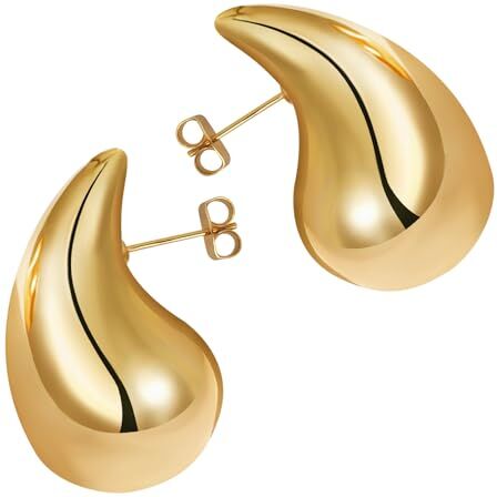 LWMTT Orecchini Dupes, Chunky Earrings da donna, spessi orecchini a cerchio da donna, 18k a Goccia D'acqua,Donna Regalo Natale Donna,Gioielli Regalo per Donna Ragazza