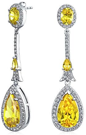 Bling Jewelry Stile Art Deco AAA CZ Giallo Canarino Teardrop Cubic Zirconia Moda Dichiarazione Dangle Orecchini Lampadario Per Le Donne Per Placcato Argento