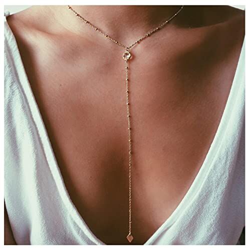 Dervivea Vintage Lariat Collana A Catena Cristallo A Forma Di Y Collana Geometria Diamante Y Collana Retro Collana Lunga Gioielli Per Donne E Ragazze