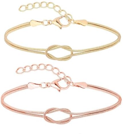 CEAeis Bracciale infinito con catena serpente e nodo d'amore, bracciale con nodo madre figlia, bracciale amicizia infinito amore per sempre, bracciale con nodo d'amore per le donne (2pcs-C)