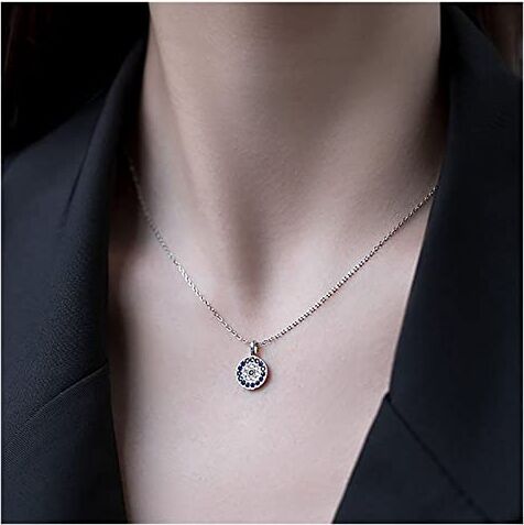 Inilbran Boho Crystal Evil Eye Collana Girocollo Argento Collana con Occhio Greco Girocollo Vintage CZ Collana con Ciondolo Occhio di Demone Collana di Protezione Minimalista Catena di Gioielli