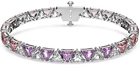 Ortyx Braccialetto, Placcato in Tonalità Rodio, Cristalli e PietreSwarovski Zirconia con Taglio Triangolare, Collezione III, Rosa e Viola