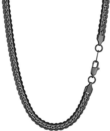 PROSTEEL Collana Uomo Ragazzo Catena Cubana 50 cm 6 mm di Larghezza Colore Nero Acciaio Inossidabile Placcato Metallo Nero