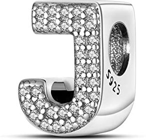 Pandach Ciondolo in Argento Sterling 925 lettere dalla A alla Z Charm Bead Compatibile con Bracciale e Collane Europei da Donna, gioielli da donna opzioni regalo