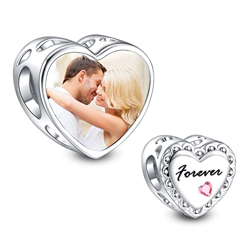 NINGAN Forever Love Fascino personalizzato con foto per la moglie 925 Perle di gioielli in argento Sterling Adatto per braccialetti e catene da donna Regali di Natale